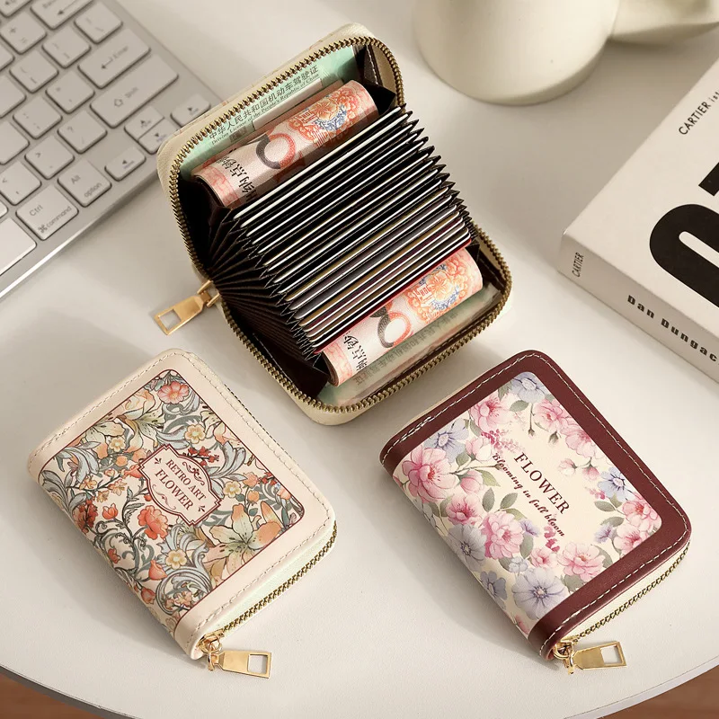 Credit Card Bag Women Exquisite Compact Multi-card Large Capacity 9/18 Slots Retro Document Storage Wallet New Coin Wallet