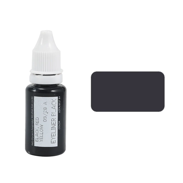 15ml Tattoo Ink Set Permanent Makeup Eyebrow Lips Eye Line Tattoo Color Microblading Pigment for Body Beauty Tattoo Art Supplies Eyeliner Black