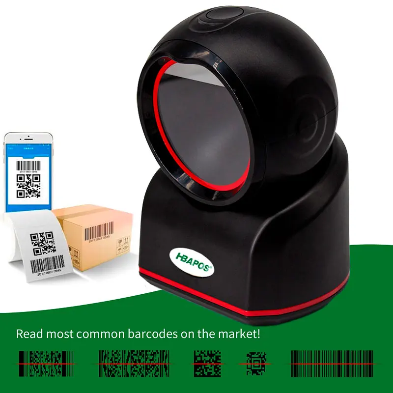 2D Desktop Barcode Scanner, Omnidirectional Hands-Free Automatic Sensing Scanning1D 2D QR Code Reader USB Wired Platform