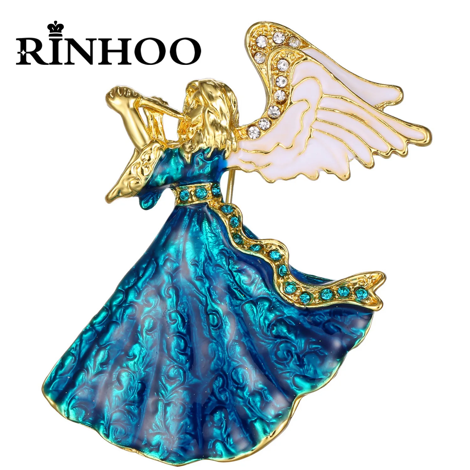Rinhoo Musik Engel Fee Broschen für Frauen Vintage weiße Engels flügel Weihnachts figur Emaille Pins Neujahr Geschenke Weihnachts schmuck