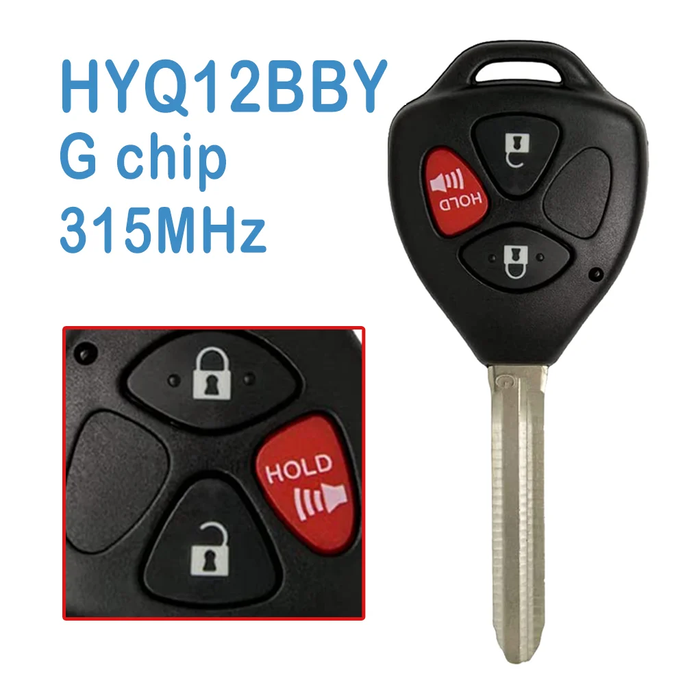 

2 Pcs HYQ12BBY Auto Smart Remote 2+1B ASK 315MHz G Chip TOY43 Car Key Fob For Toyota 4Runner RAV4 Yaris Highlander 2010-2016