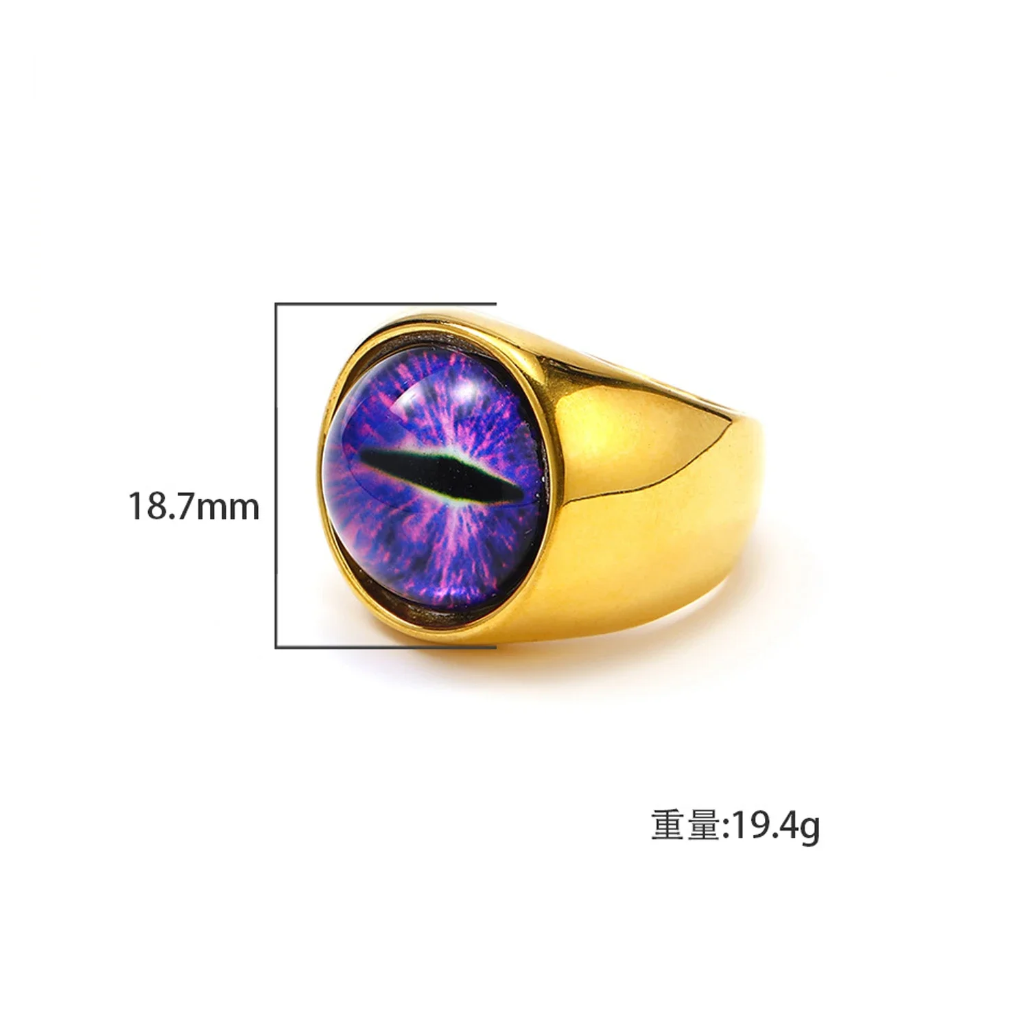 Punk Hiphop Multicolour Evil Eye Chunky Finger Ring Men Waterproof Gold Plate Lightweight Stainless Steel Rings Turkey Jewelry