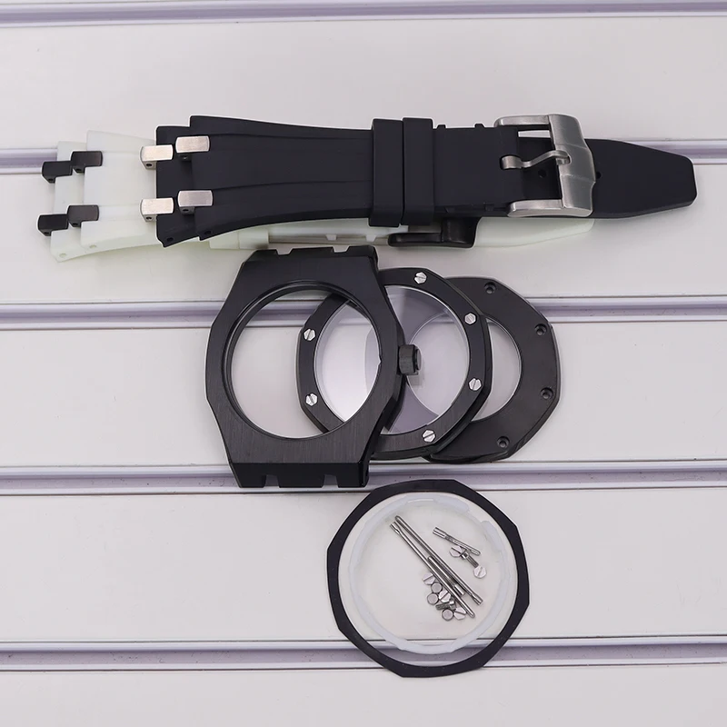 

Корпус для часов Seiko nh34 nh35 nh36 Nh38, резиновый ремешок с сапфировым стеклом и циферблатом 31,8 мм, черный 41 мм