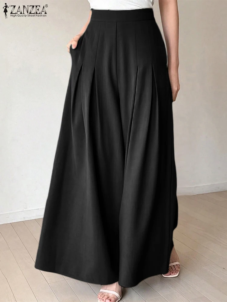 Polyester High Waist Palazzo Pants for Women Casual Summer