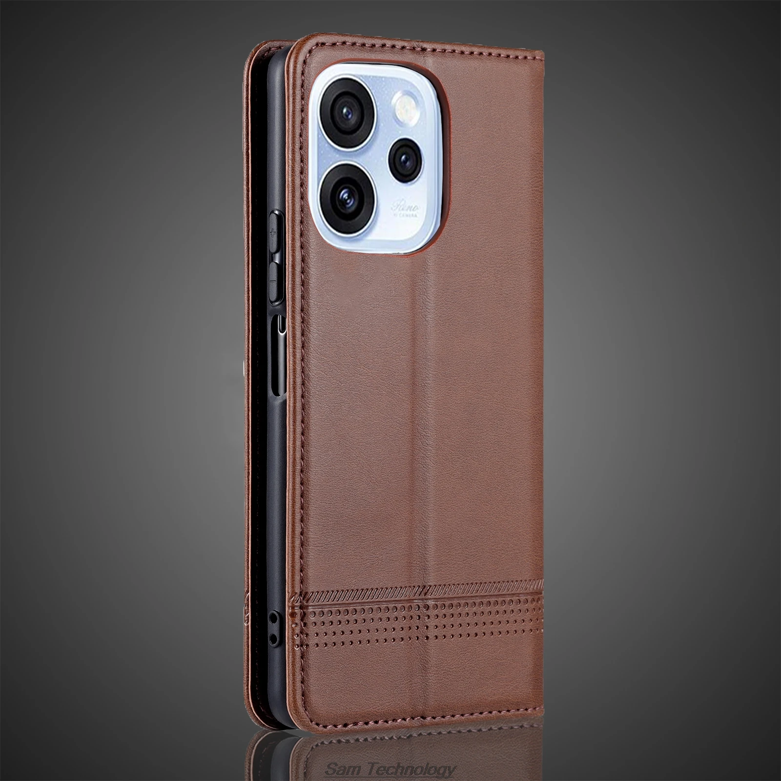 Premium Magnetic Leather Flip Cover - Protective Case