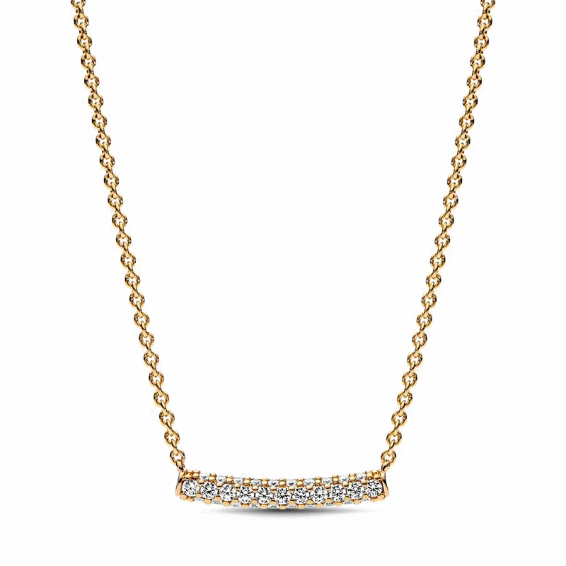 2023 Women's Popular 925 Silver Pav é Dense Set Ginkgo Logo Double Chain Chain Collar Necklace Holiday Gift DIY Charm Jewelry