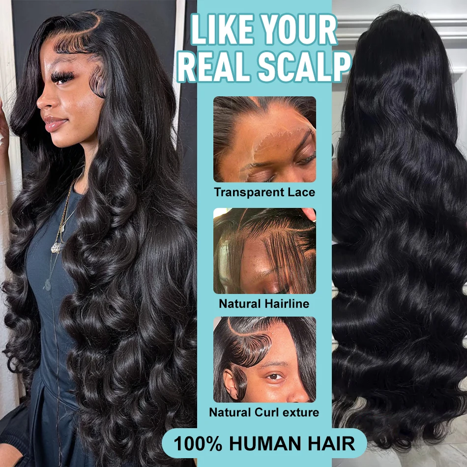 human hair wig 220% Body Wave 13x6 HD Transparent Lace Front Human Hair Wigs 30 40 Inch 13x4 Lace Frontal Water Wave 5x5 Closure Wig For Women