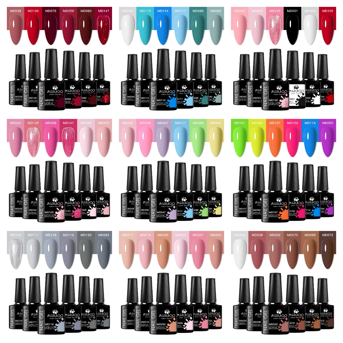 6pc Multi-colored Nail Gel Polish Set DIY Nail Art Decorations for All-Season Nails Manicure Design Long Lasting UV/LED Needed