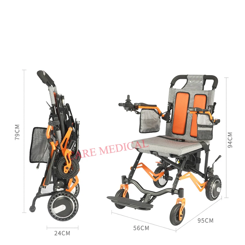 Hot Aluminum alloy Ultra-light Foldable Electric Power Wheelchair, Net Weight 17.5 KG