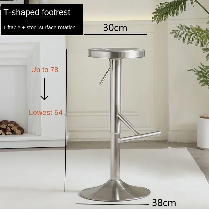 Modern Minimalist High Foot Seat Stainless Steel Bar Chair Milk Tea Shop Counter Stools Stable Load-Bearing Restaurant Furniture