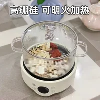 Grand bol à soupe domestique, bol à salade avec couvercle, bol à nouilles instantanées, peut cuisiner directement, Pot en verre binaural 2