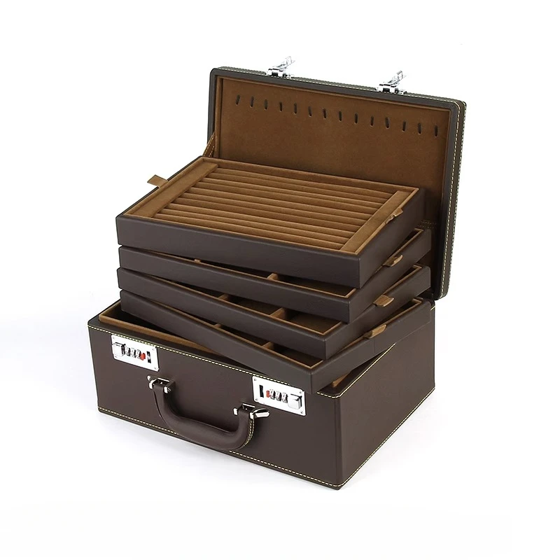 Big Size Jewelry Box Storage Leather Women Ring Necklace Jewelry Boxes Organizer Portable Bracelet Earrings Display Accessories