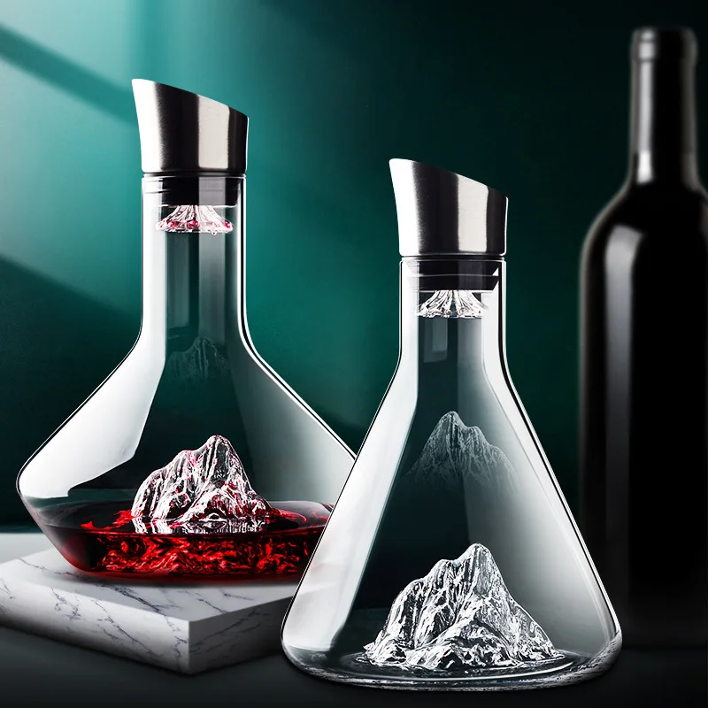 Carafe à vin en verre Iceberg, pour le whisky et le vin, en cristal, avec  couvercle, accessoire de Bar - AliExpress