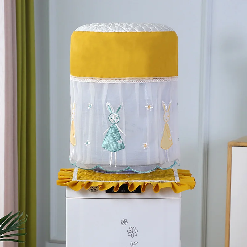 Water Dispenser Dust Cover Nordic Minimalist Modern Lace Embroidery Drinking Fountain Cover Household Living Room Decoration