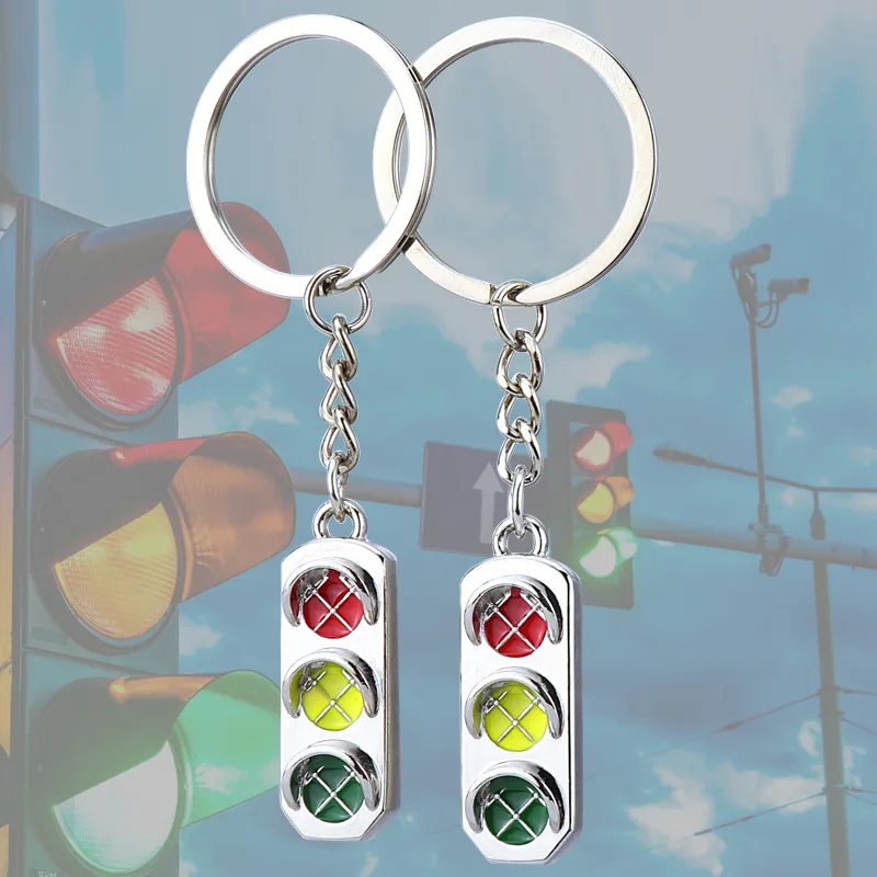 RoadTrafficRedGreenLightKeychainsCreativeManCarMetalKey