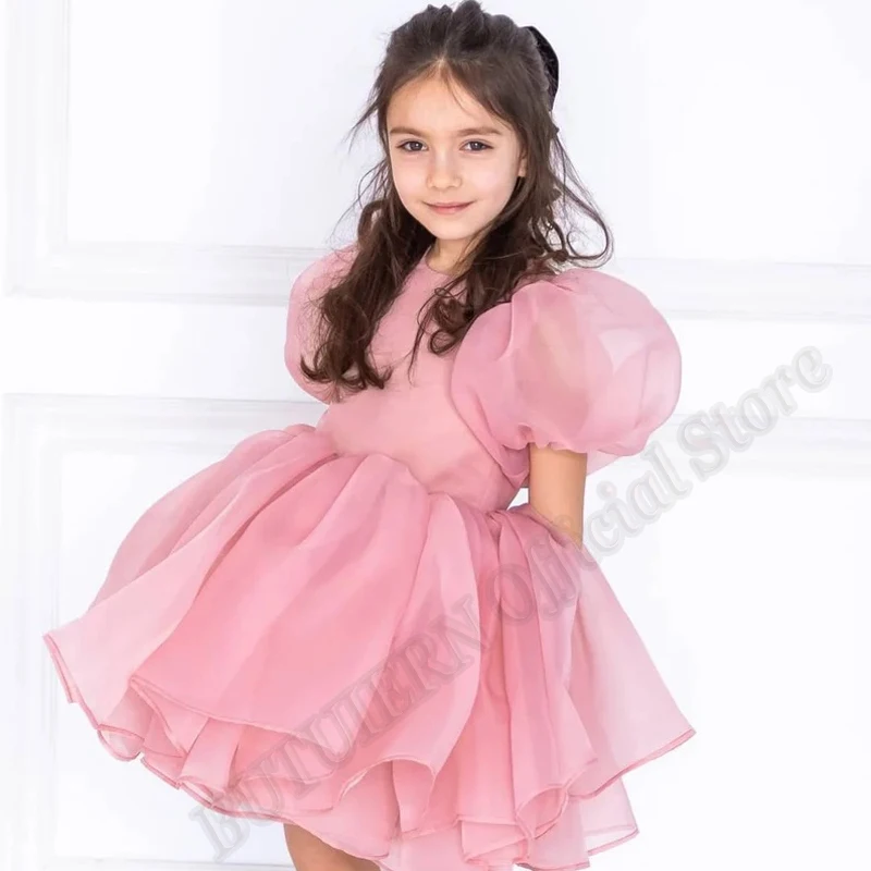 

Pink Organza Pincess Flower Girl Dresses Ball Gown Baby Girls Couture Birthday Outfit Wedding Party Dresses Costumes Customised