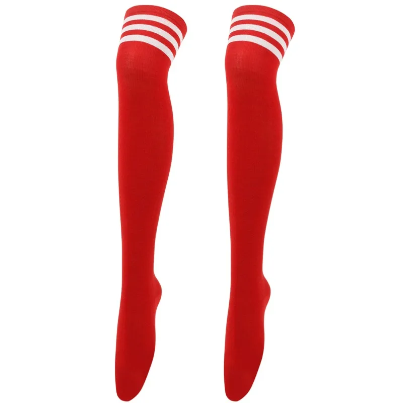 Chic Black/White Striped Over Knee Thigh High Socks