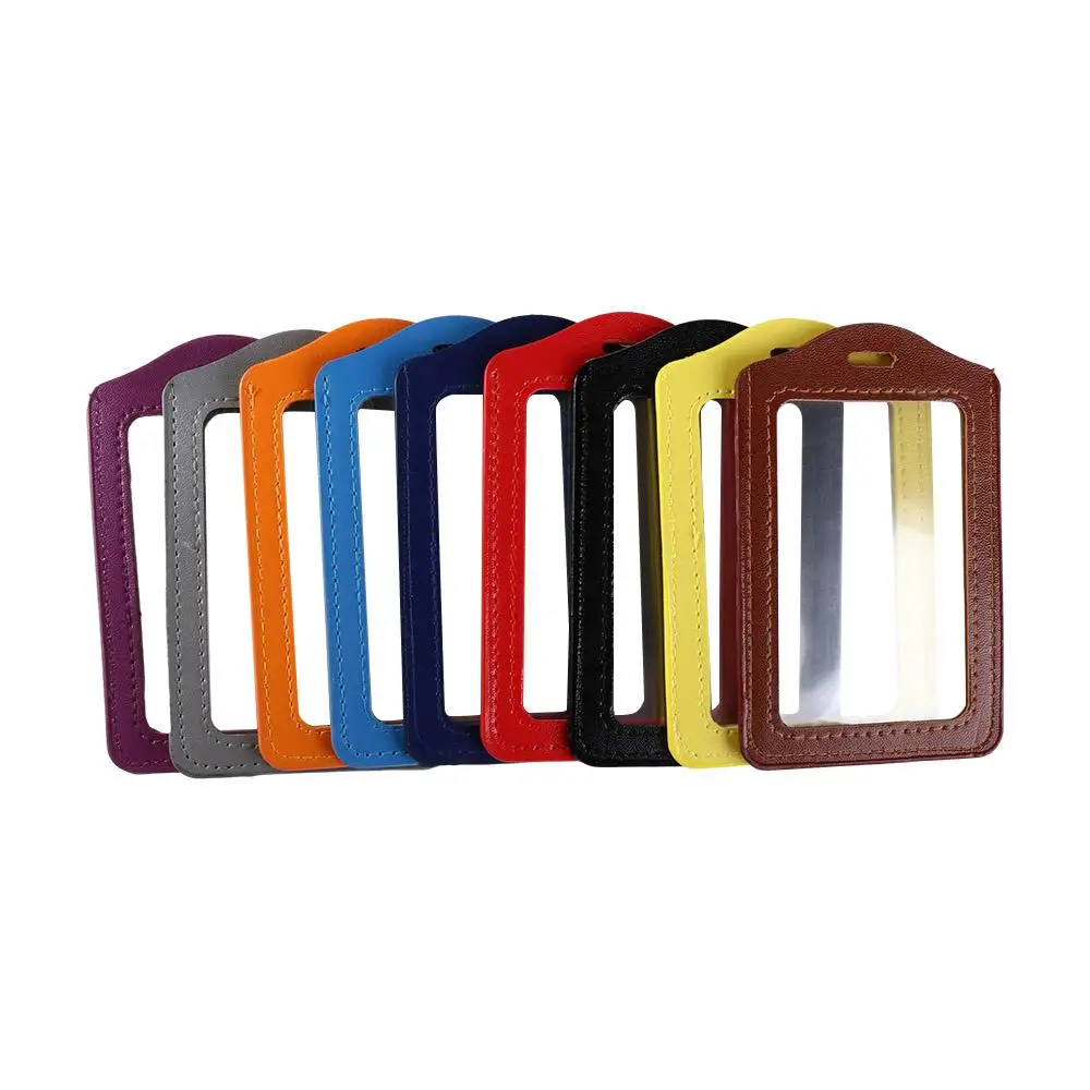 

PU Leather ID Badge Case Double-Sided Work Identity Name Card Cover Employee Card Transparent Business Card Holder Credit Card