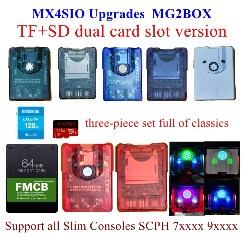Ps2 Mx4sio Sdカードアダプター デュアルスロット Ps2 64m Xuefmcbカード スリムコンソール用 128g 64g Tf Sd カード Aliexpress