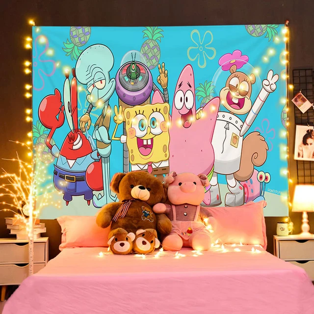 Desenhos animados Anime Bob Esponja Conjunto de cama, 3D Impresso Beddings,  Quilt Lula Moluquinha, Capa de