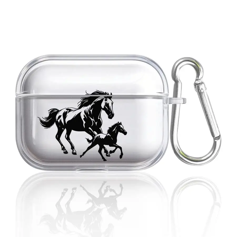 Clear Earphone Case Cover with Horse Design