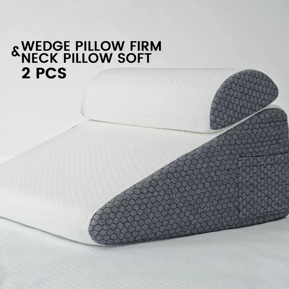 2-Pack Memory Foam Bed Wedge Pillow/Neck Pillow for Back, Legs and Knees - Triangular Pillow with Removable Cover 6