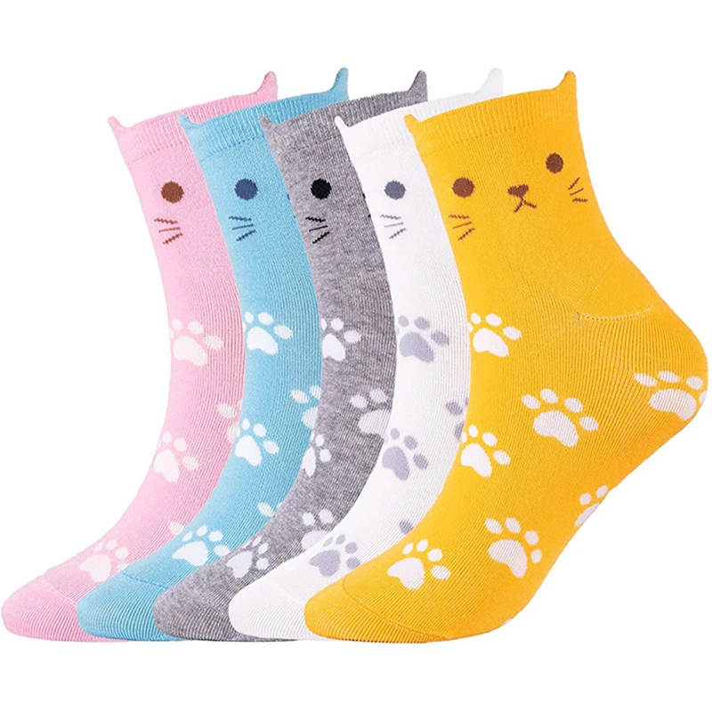 

5 Pairs/Set Cartoon Animals Style Women Mid Tube Socks Pop Harajuku Casual Lady Student Short Sock Cotton Meias Calcetines Mujer