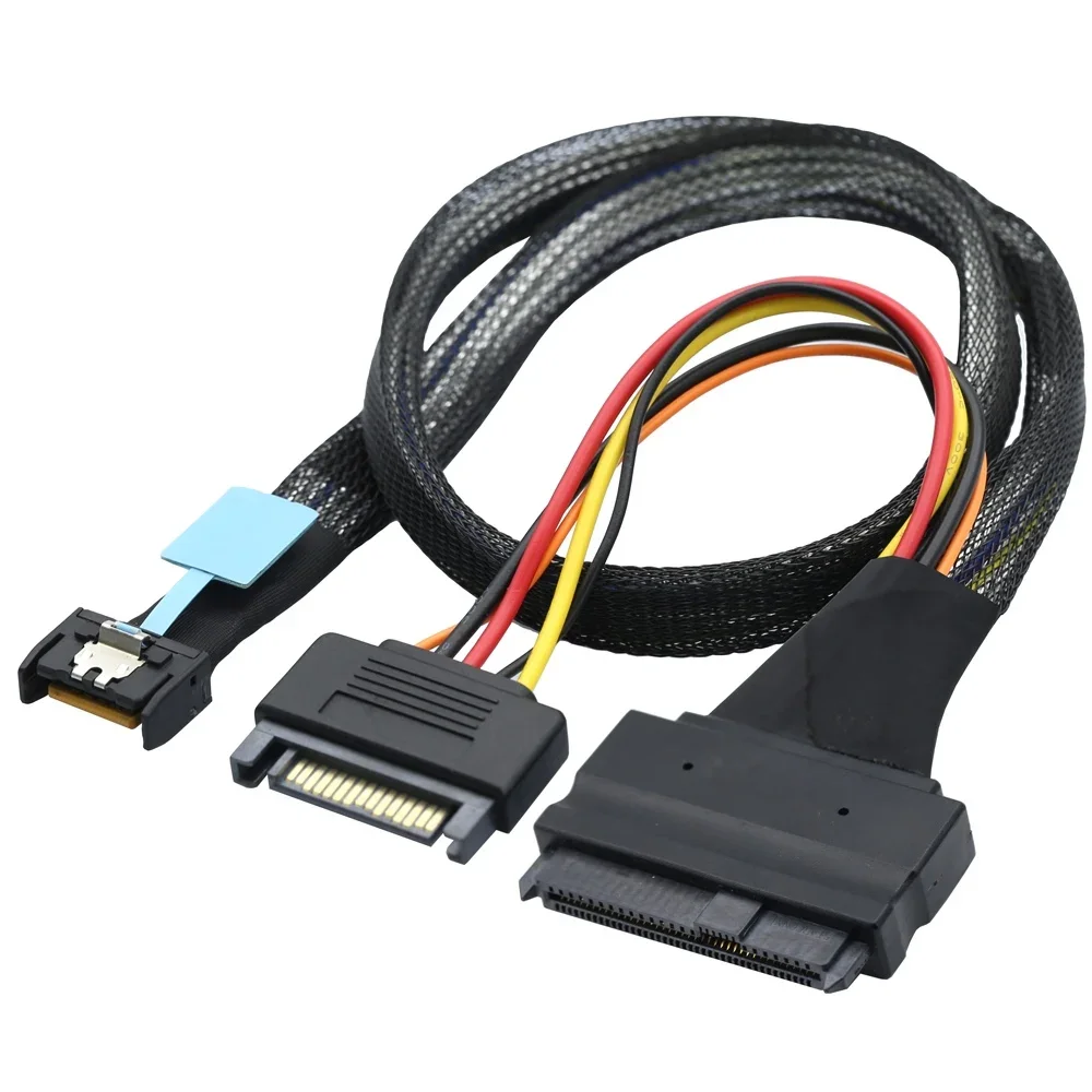 

Gen5 MCIO Slimline SFF-8654 4I to SAS 8639 Adapter with U.2 Connector and 15P SATA Power Cable