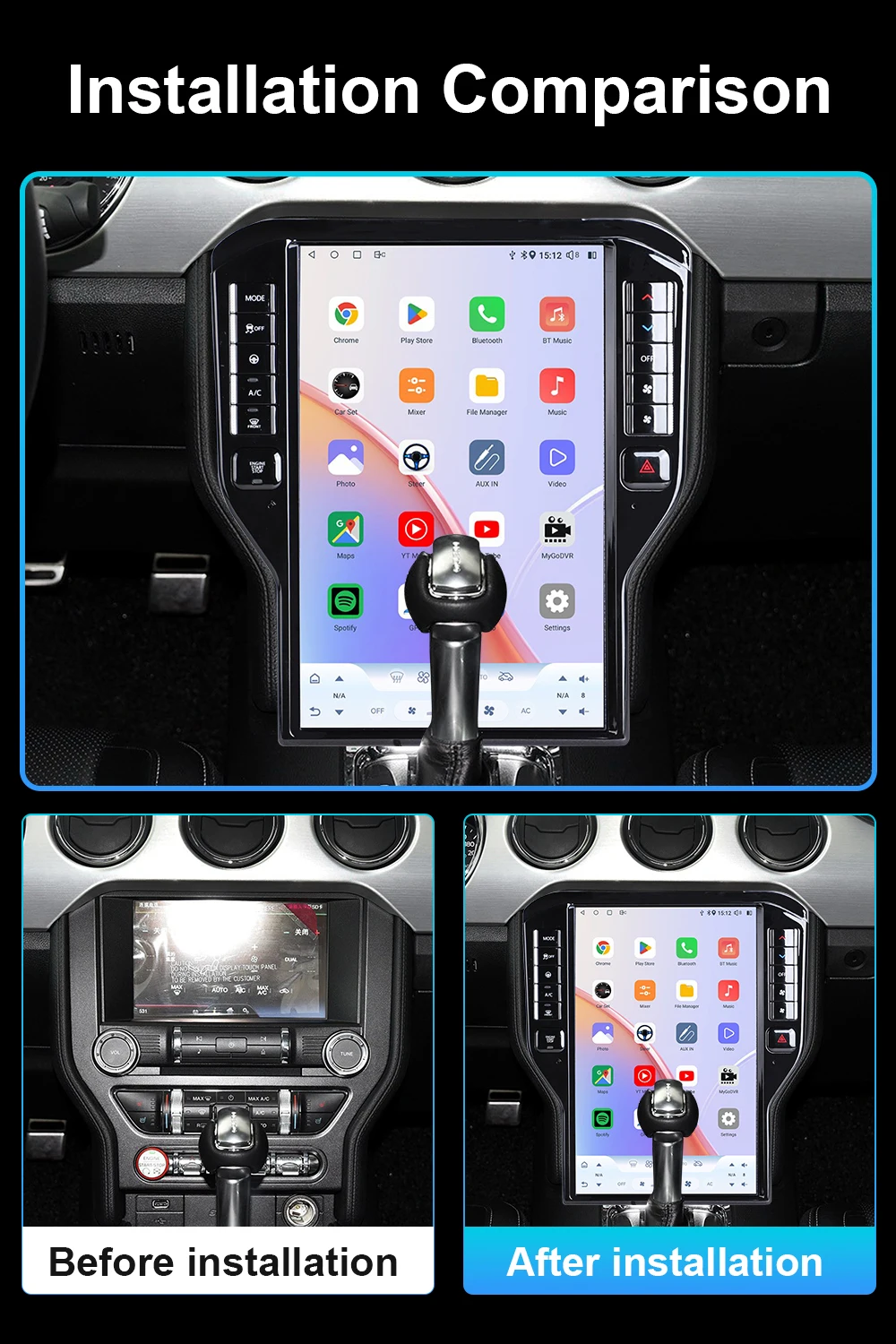 14.5'' Android 14 Car Radio For Ford Mustang GT 2015-2021 Stereo Upgrade Tesla S