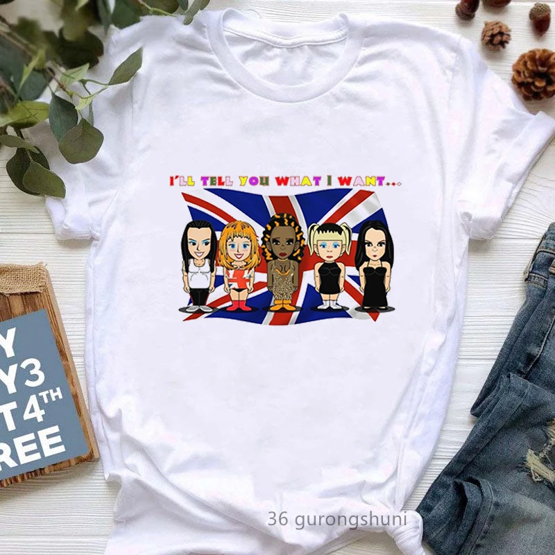 Cool Spice Girls T-Shirt Frauen T Shirt Maiden Tops Buchstaben Drucken Graphic Tee Shirt Femme Streetwear 90er Jahre Tumblr Kleidung – Detail 26