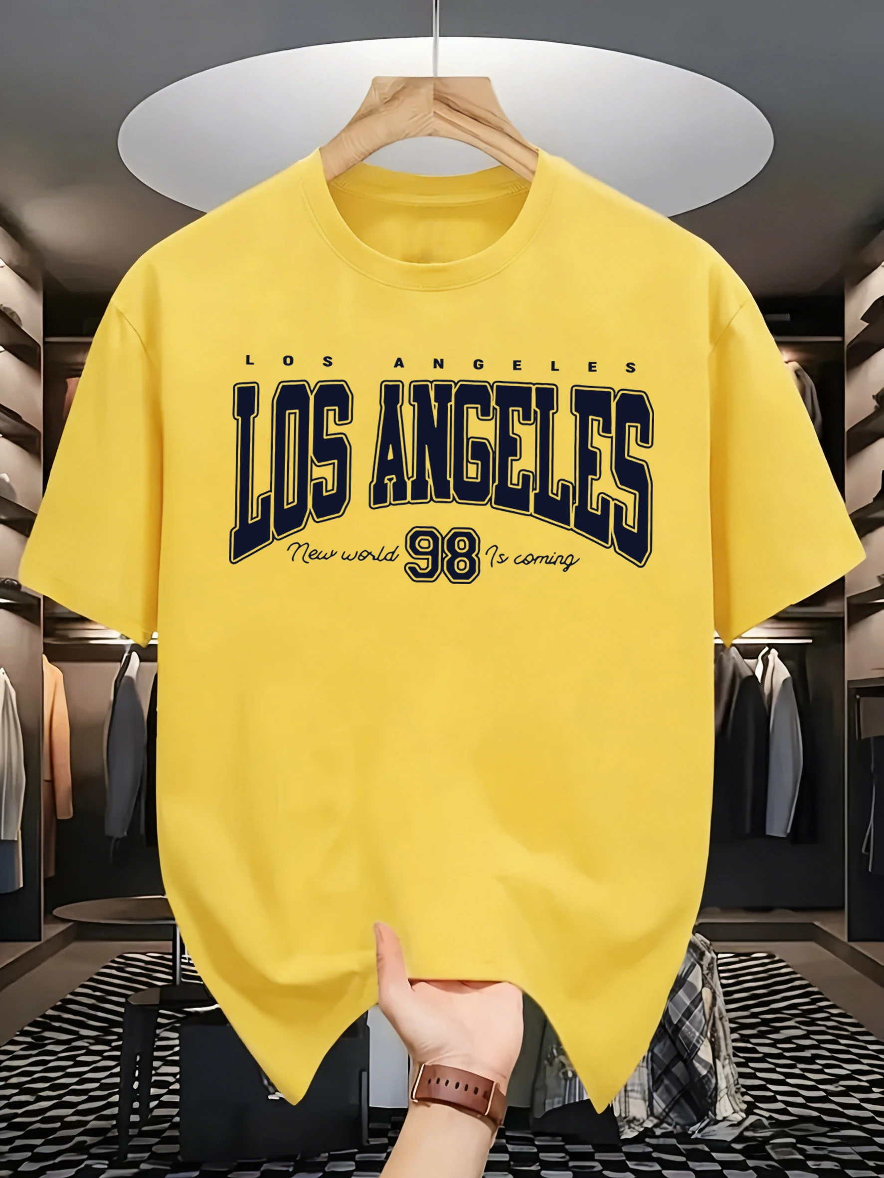 Los Angeles New World Is Coming T-Shirt Herrenmode, lockere Baumwolle, kurzärmelig, O-Ausschnitt, Sommerkleidung, Unisex, lässige Streetwear – Detail 27