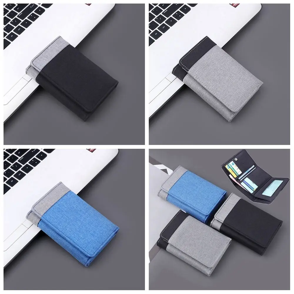 

Short Men Wallets Portable Multi-position Card Holder Three Fold Purse Change Purse Coin Purse Canvas Money Clip Shopping