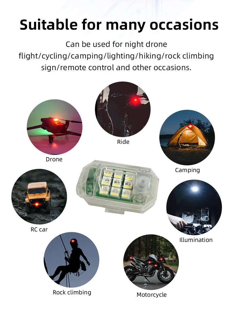 Description Picture 6 of itemStrobe LED Warning Light for DJI Avata 2/Air 3/Mini 4 Pro/Mavic 3 Flash Turn Light 7 Colors Signal Indicator Drone Accessories