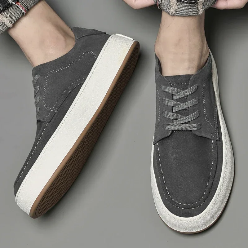 Men's Shoes Classic Casual Shoes Cow Suede Comfortable Sneakers For Men Luxe Leather Walking Shoes Lace-Up Luxury Man Sneaker 3