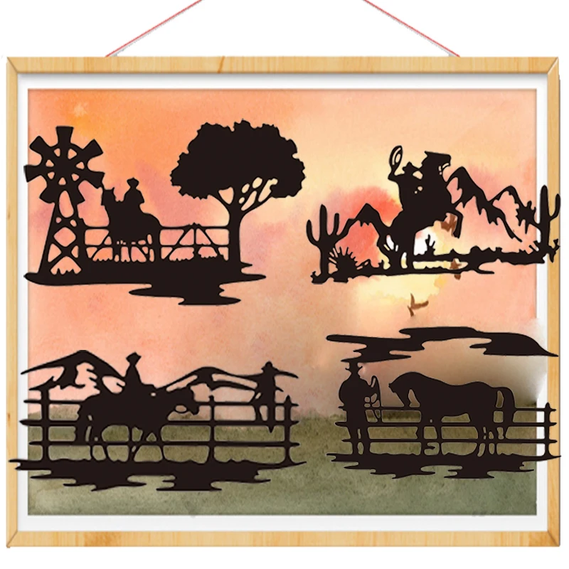 Man Holding Horse Pastur Metal Cutting Dies For DIY Scrapbook Cutting Die Paper Cards Embossed Decorative Craft Die Cut 2022 New