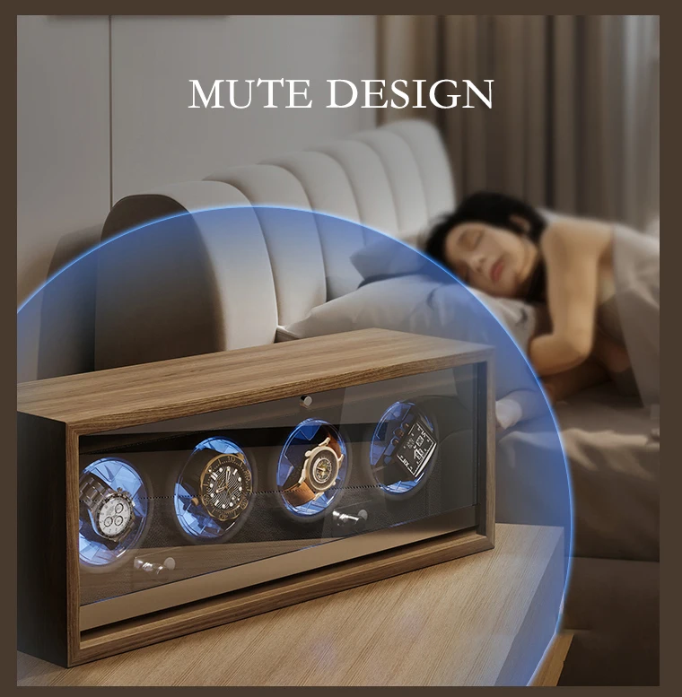 Luxury 4-Slot Automatic Watch Winder Box with High-Precision Japanese Motor, Premium Wo... - SKU LAWW1132 - UGI Packaging