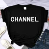 Women's Casual Elegant Fashion CHANNEL Graphic T-shirt - Crew Neck Short Sleeve Top