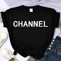 Women's Casual Elegant Fashion CHANNEL Graphic T-shirt - Crew Neck Short Sleeve Top