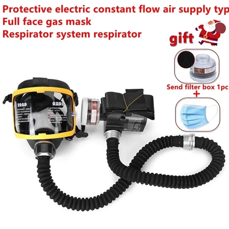 Protective Electric Constant Flow Supplied Air Fed Full Face Gas Mask Respirator System