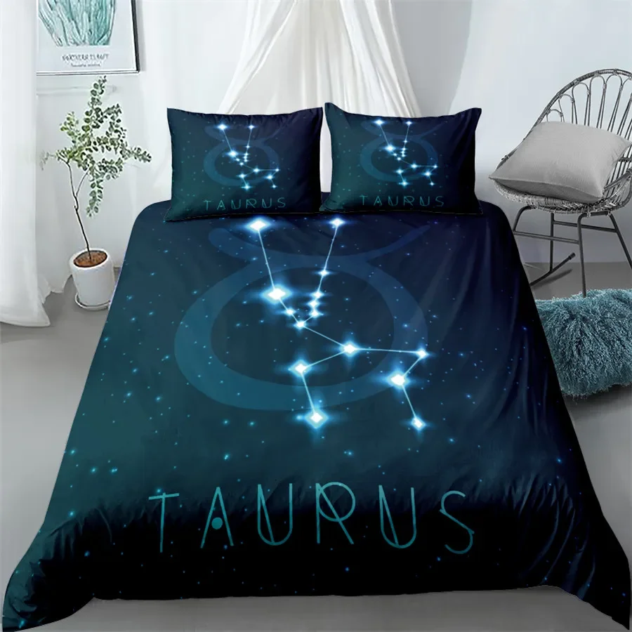 Aquarius Sign Zodiac Bedding Set King Queen Double Full Twin Single Size Duvet Cover Pillow Case Bed Linen Set 3