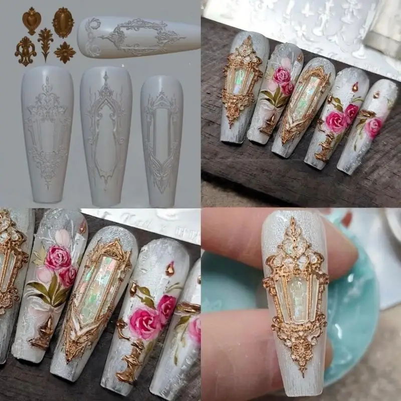 새로운 레트로 패턴 3D 실리콘 네일 금형 DIY 직조 스웨터 활 꽃 디자인 투명 네일 템플릿 네일 아트 장식