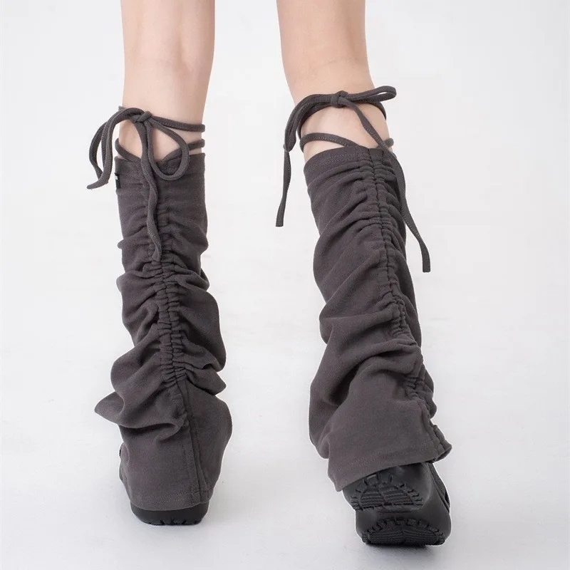 Functional Wind Y2k Gray Leg Cover Japanese Drawstring Strap Jk Stacking Socks Medium Tube Subculture Millennial Babes Socks