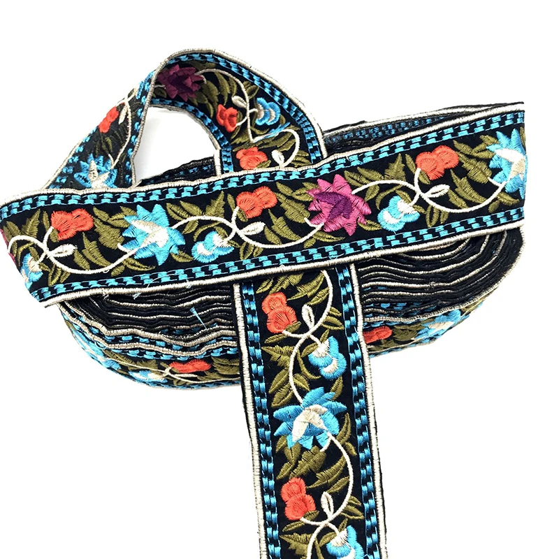 Lace Ribbon Lace Garment Accessories Lace Sewing Supplies Lace Sewing Accessories Lace Accessories 1 Yards Ethnic Embroidered Rose Lace Trim Jacquard Ribbon for Garment Accessories DIY Craft Making Flower Sewing Supplies