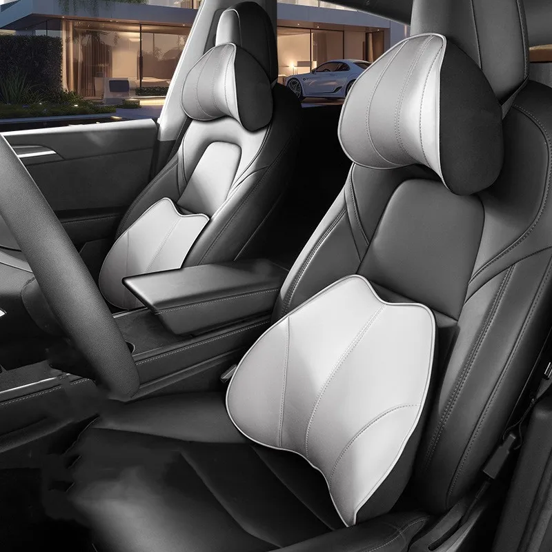 범용 카시트 목 머리 받침 베개, 요추 지지대 가죽 시트 헤드 지지대, 허리 쿠션, 차량용 목 받침 패드 