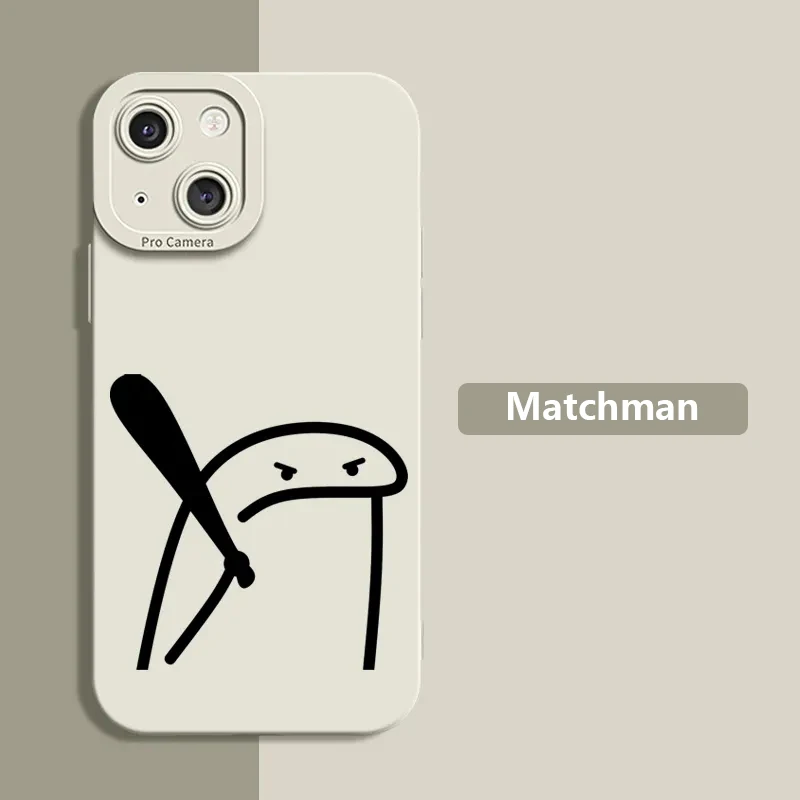 Cute Cartoon Matchman Phone Case For iPhone 14 Pro Max Cases iPhone 13 12 11 XS Max XR X 7 8 Plus 14 Shockproof Matte Soft Cover