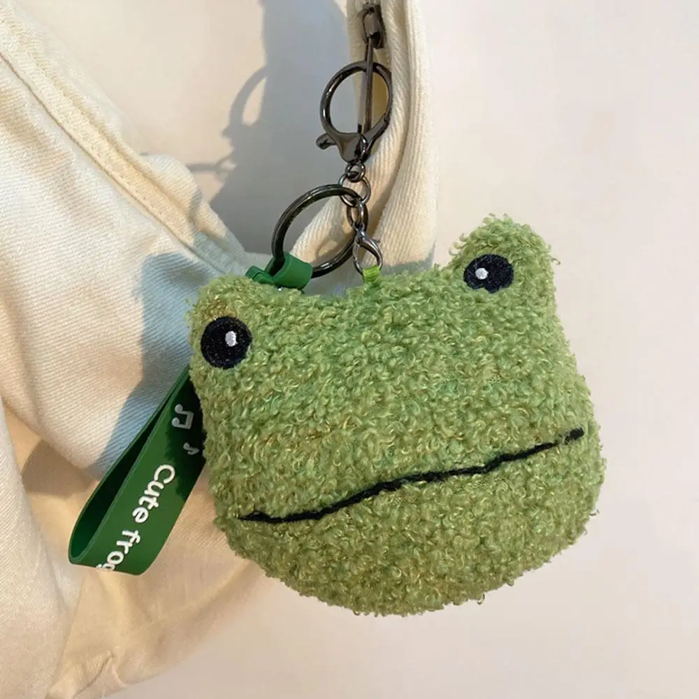 

Girls Kawaii Couple Gift Lanyard pendant Key Charm Zipper Coin Purses Frog Plush Coin Bag Mini Wallet Keychain