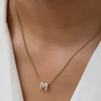 Collier délicat en Zircon avec petite lettre initiale pour femmes, plaqué or, chaîne serpent en acier inoxydable, ras du cou, pendentifs Alphabet 2