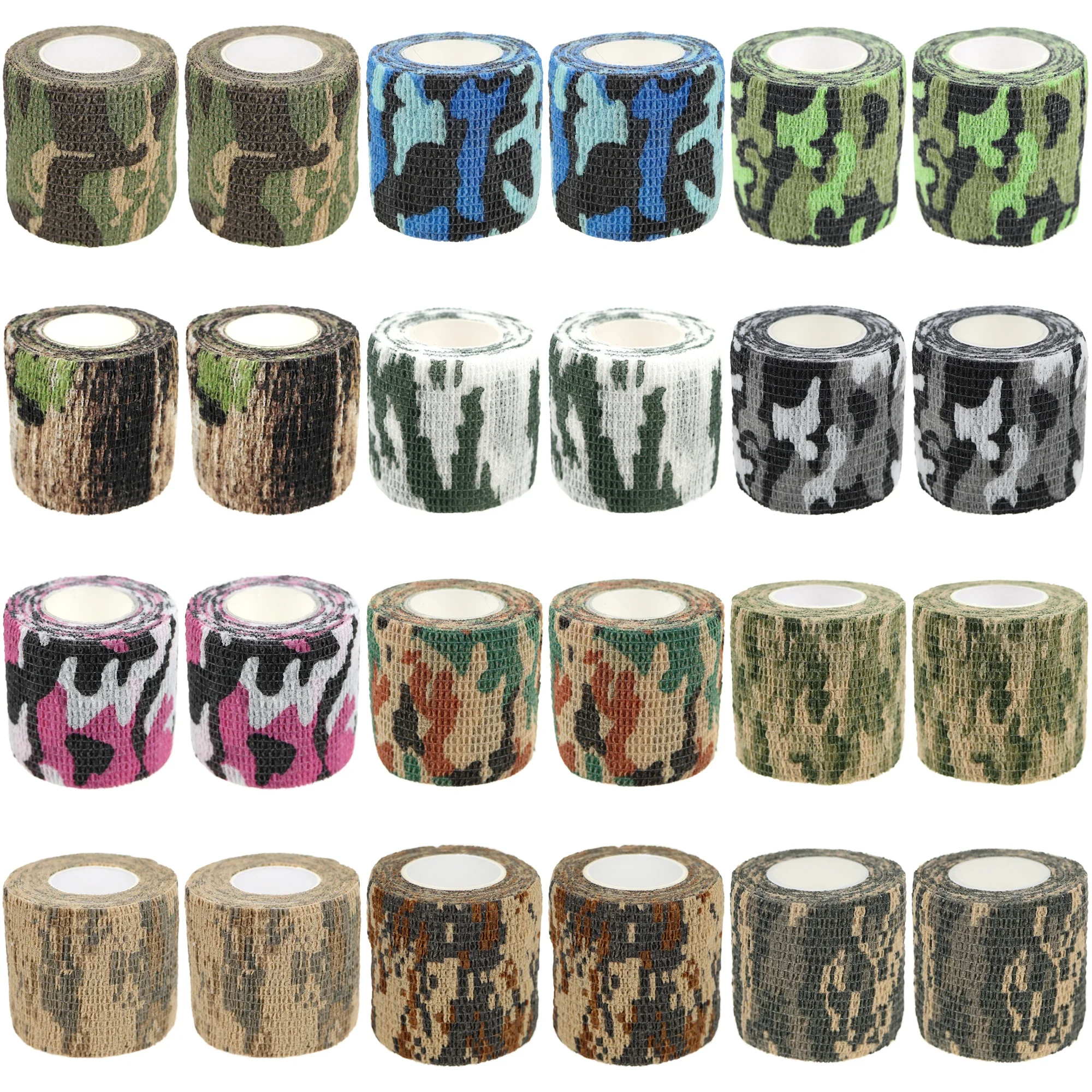 24 Rolls Elastic Bandage Tape Army Outdoor Hunting Camouflage   Stealth Tape Wrap Durable Self Adhesive Bandage