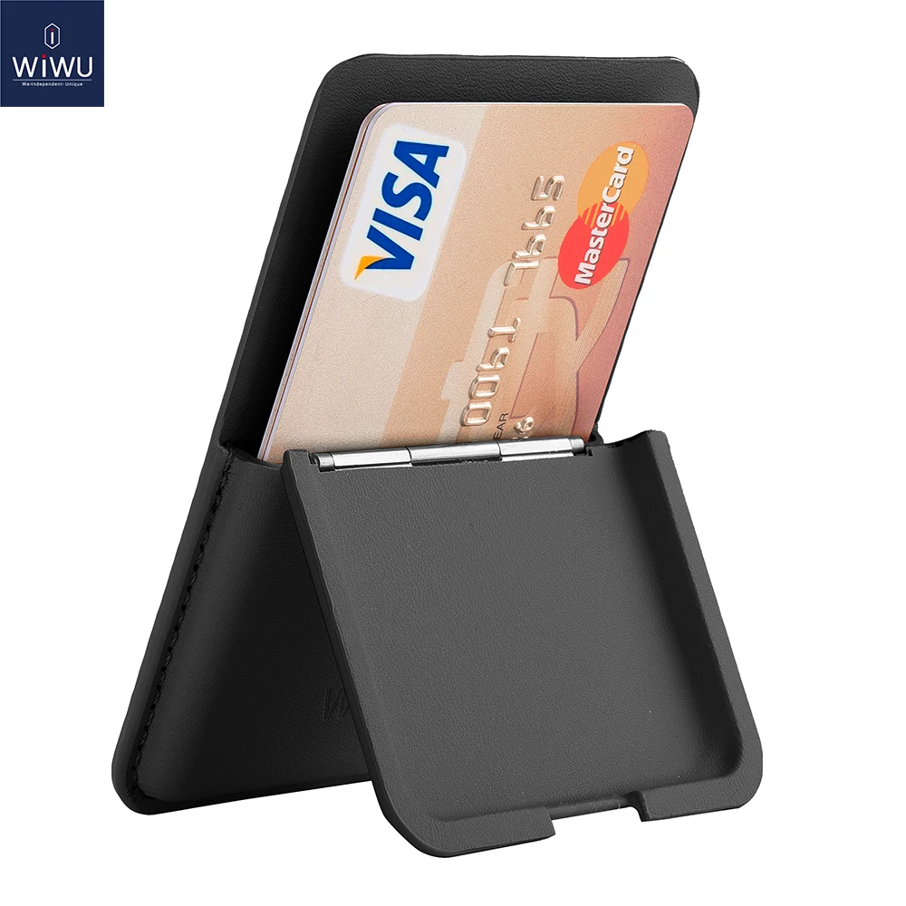 WiWU Magnetic Leather Wallet with Stand and Pop-up Card Slot - Holds Up to 3 Cards