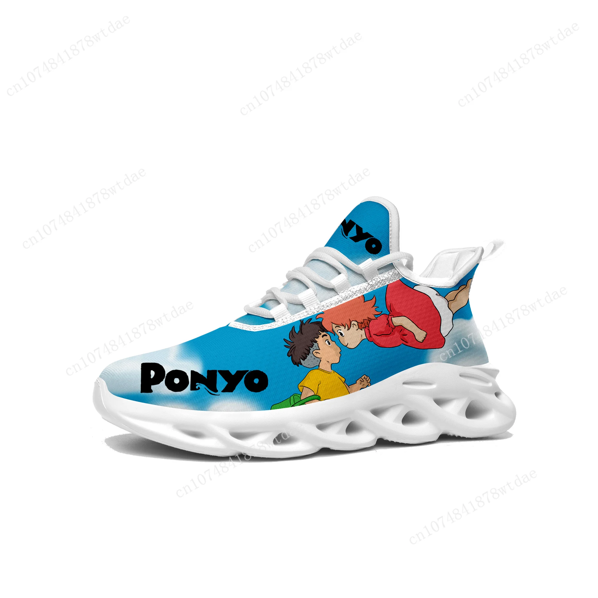 

Ponyo On The Cliff Flats Sneakers Mens Womens Teenager Sports Running Shoes High Quality Cartoon Custom Lace Up Mesh Footwear